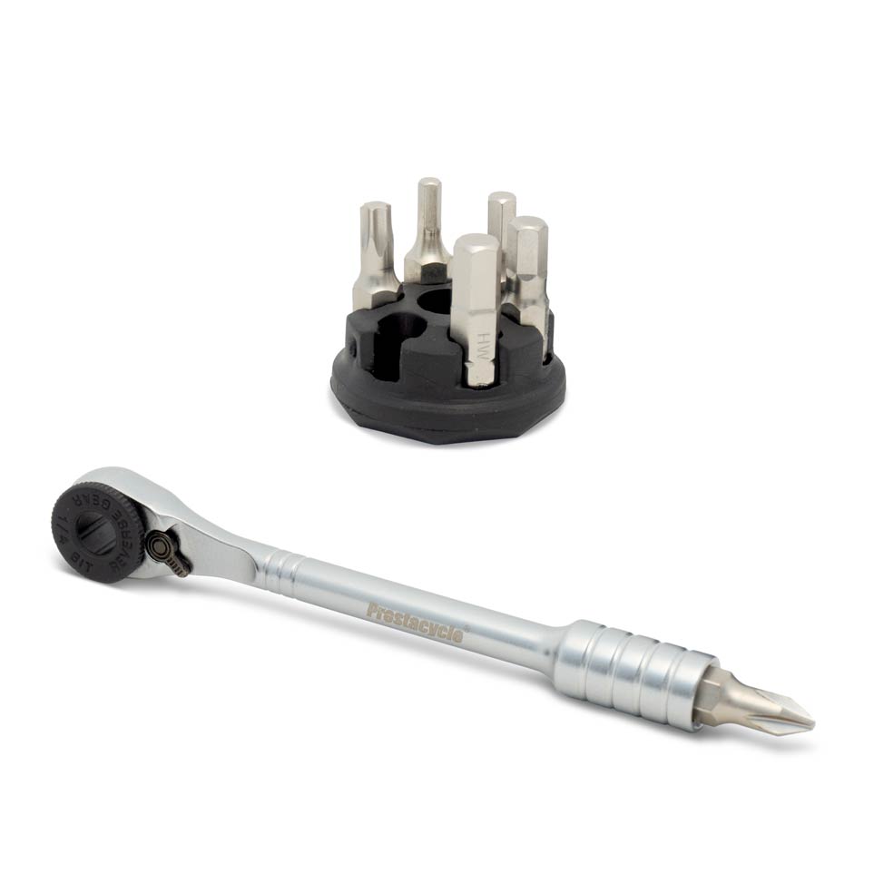 Prestaratchet Micro – Kit with (6) S2 Bits and Round Holder Stand