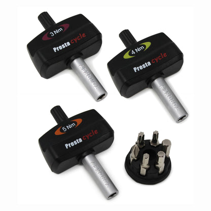 Prestacycle Mini TorqKeys - Preset Torque Tool w/6 Bits & Holder - 3Nm, 4Nm & 5Nm Bundle